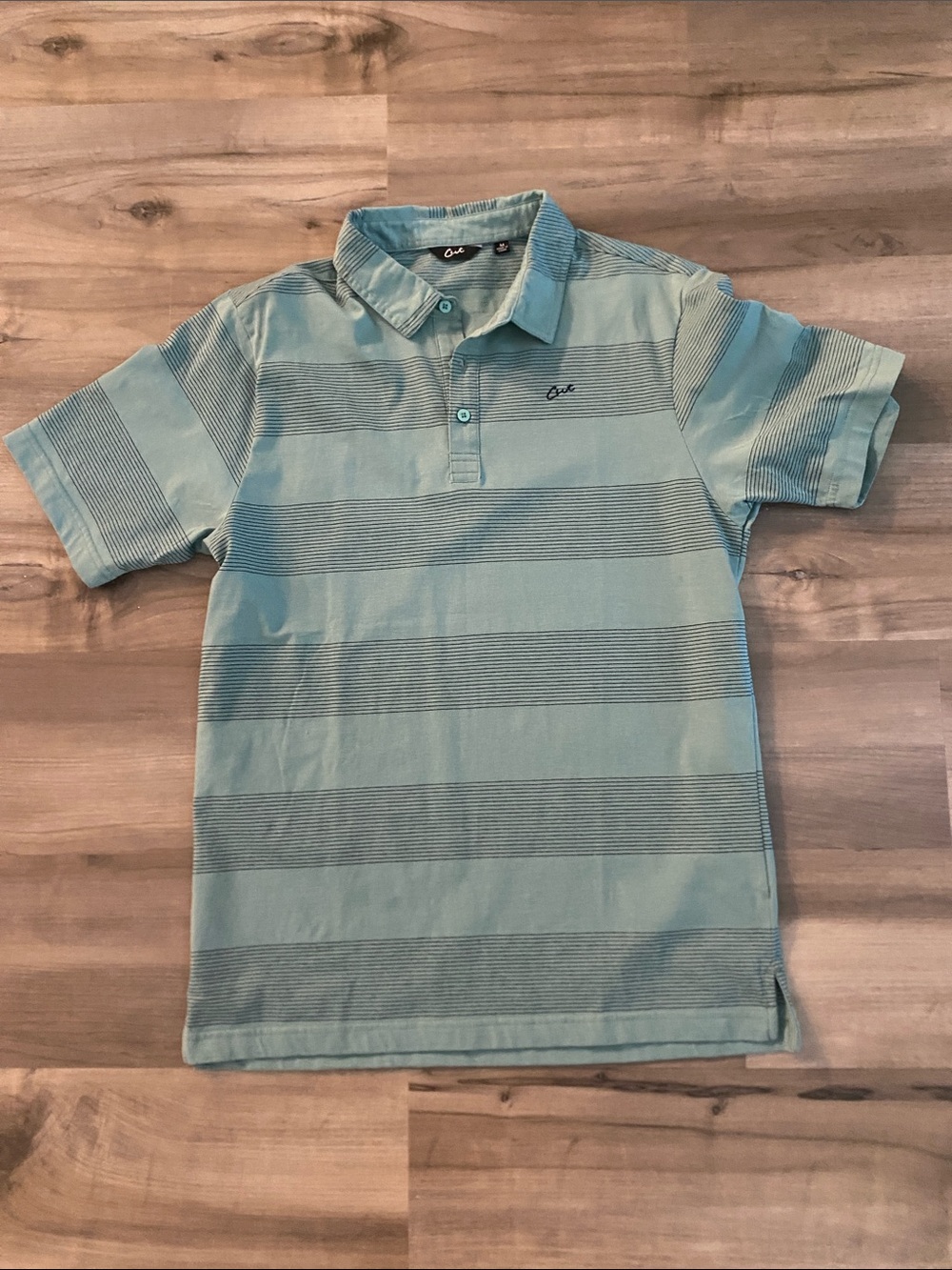 Cut Sea Green Striped Men's Golf Polo